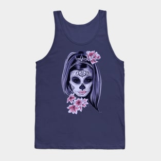 Skull Of A Pretty Flowers Lady Tank Top